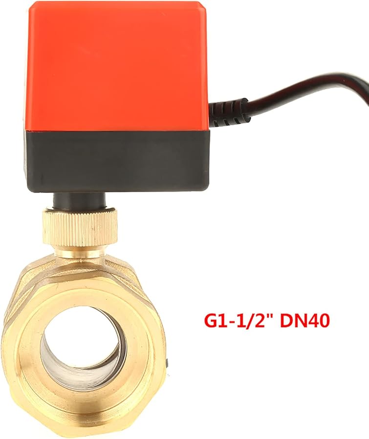 صمام الكرة النحاسي المزود بمحرك G1 1/2 بوصة DN40 منخفض الضوضاء لمكيف الهواء مع كابل - Image 3